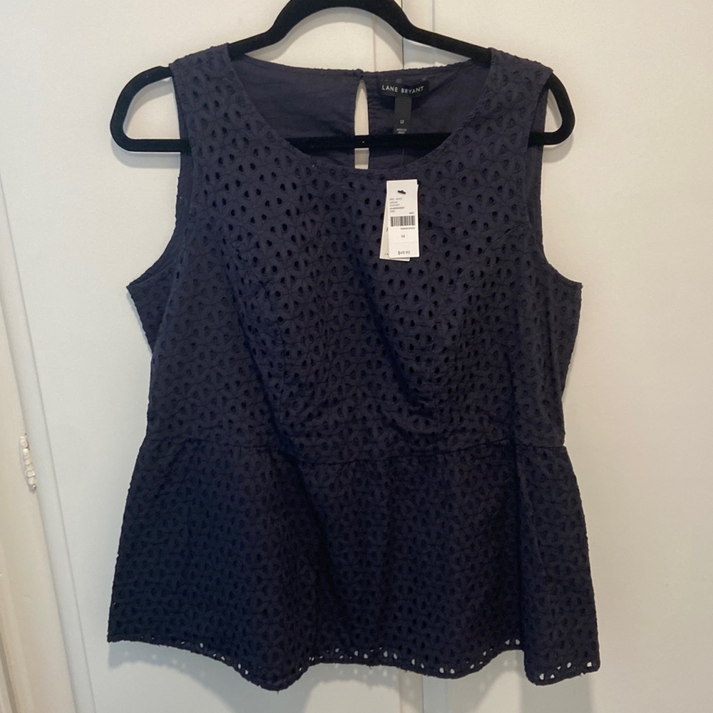 Lane Bryant peplum eyelet blouse 12 nwt